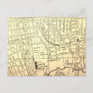 Winston-Salem, NC Vintage Map Postkarte