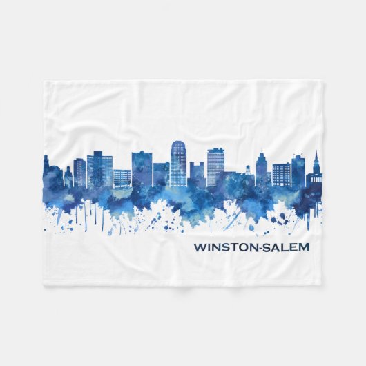 Winston Salem North Carolina Skyline Blauer Himmel Fleecedecke (Vorderseite (Horizontal))