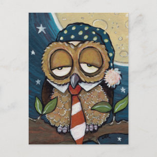 Winston Sleepy Business Owl Art Postkarte