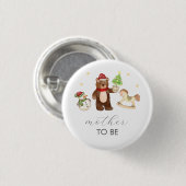 Winte Teddy Bear Snowman Mother To Be Baby Shower Button (Vorne & Hinten)