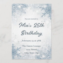 Winter 25th Birthday Invitation – Snowflakes Einladung
