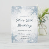 Winter 25th Birthday Invitation – Snowflakes Einladung (Stehend Vorderseite)