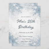 Winter 25th Birthday Invitation – Snowflakes Einladung (Vorne/Hinten)