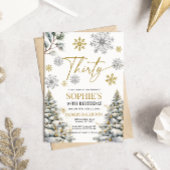 Winter 30 Geburtstag Einladung Gold und Silber