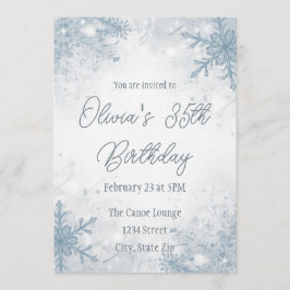 Winter 35th Birthday Invitation – Cool Gray Snow Einladung