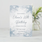 Winter 35th Birthday Invitation – Cool Gray Snow Einladung (Stehend Vorderseite)