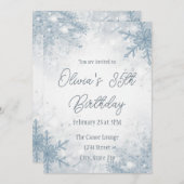 Winter 35th Birthday Invitation – Cool Gray Snow Einladung (Vorne/Hinten)