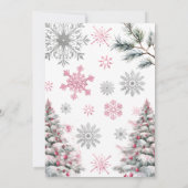 Winter 50 Geburtstag Einladung, Rosa und Silber Einladung (Rückseite)