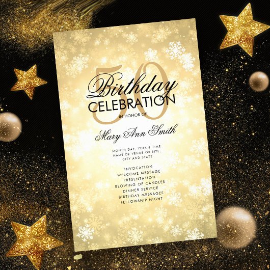 Winter 50. Geburtstag Programm Gold Wonderland Men Flyer