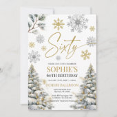 Winter 60 Geburtstag Einladung Gold und Silber (Vorderseite)