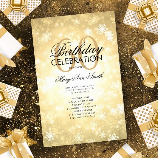 Winter 60. Geburtstag Programm Gold Wonderland Men Flyer
