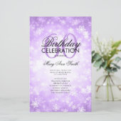 Winter 60 Geburtstag Programm Lila Wonderland Menü (Stehend Vorderseite)