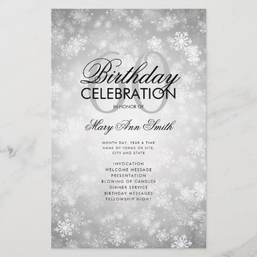 Winter 60 Geburtstag Programm Silver Wonderland Me Flyer (Vorne)