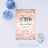 Winter 70 Geburtstag Programm Rose Gold Wunderland Flyer (Einzeln)