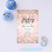 Winter 80 Geburtstag Programm Rose Gold Wunderland Flyer (Einzeln)