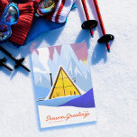 Winter A Frame Ski Chalet Retro Feiertagskarte<br><div class="desc">Anpassen für Ihre Geschäfts- oder Familienkarte mit einer originalen Bild-Abbildung von Becky Nimoy</div>