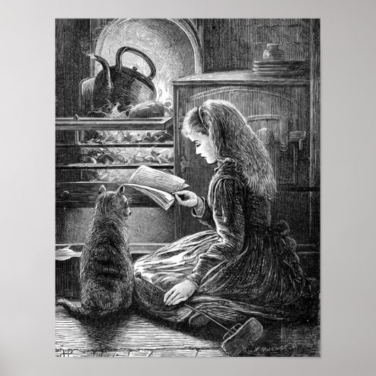 Winter Abend Vintag Illustration Poster (Vorne)