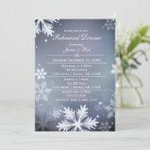 Winter-Abendessen in Blau und Silver Probe einlade Einladung (Stehend Vorderseite)