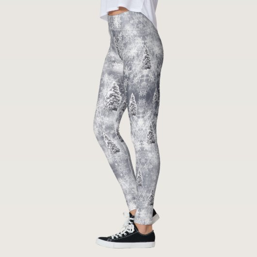 Winter Abstrakt Tree Grauer Urlaub Leggings (Links)