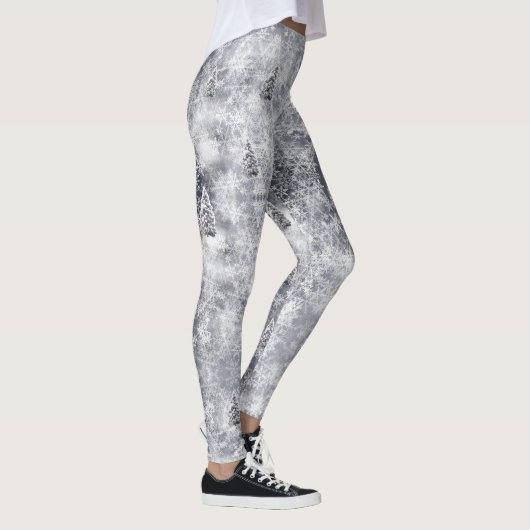 Winter Abstrakt Tree Grauer Urlaub Leggings (Rechts)