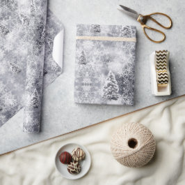Winter Abstrakt Tree Gray Holiday Wrapping Paper Geschenkpapier