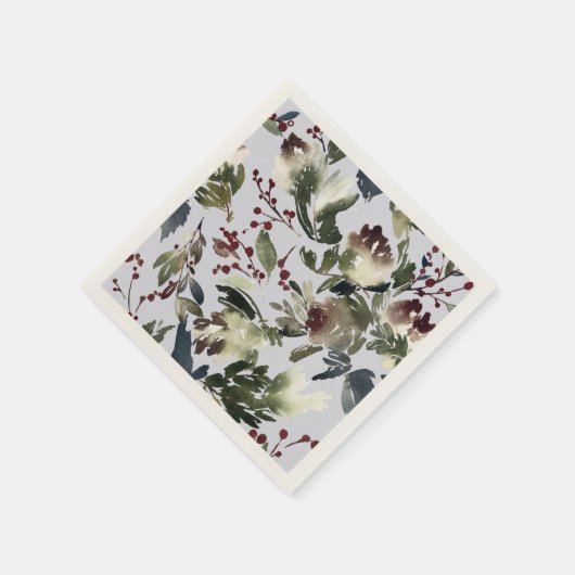 Winter Abstrakte Pine Cones und Berries Napkin Serviette (Ecke)