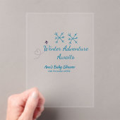 Winter Adventure awaits baby shower blue snowflake Acryleinladungen (Insitu (Handheld))