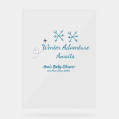 Winter Adventure awaits baby shower blue snowflake Acrylschild (Vorderseite)