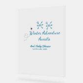 Winter Adventure awaits baby shower blue snowflake Acrylschild (Winkel)