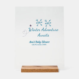 Winter Adventure awaits baby shower blue snowflake Acrylschild