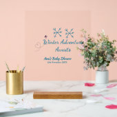 Winter Adventure awaits baby shower blue snowflake Acrylschild (Hochzeit)