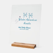 Winter Adventure awaits baby shower blue snowflake Acrylschild (Winkel)