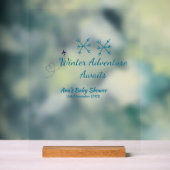 Winter Adventure awaits baby shower blue snowflake Acrylschild (Neutral)