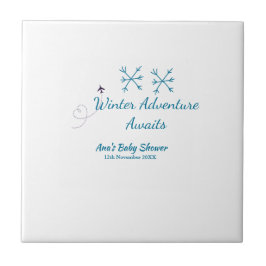 Winter Adventure awaits baby shower blue snowflake Fliese