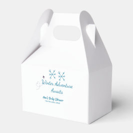 Winter Adventure awaits baby shower blue snowflake Geschenkschachtel