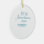 Winter Adventure awaits baby shower blue snowflake Keramik Ornament (Rechts)