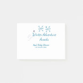 Winter Adventure awaits baby shower blue snowflake Post-it Klebezettel (Vorderseite)
