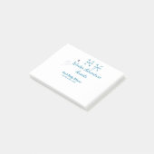 Winter Adventure awaits baby shower blue snowflake Post-it Klebezettel (angewinkelt)