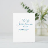 Winter Adventure awaits baby shower blue snowflake Postkarte (Stehend Vorderseite)