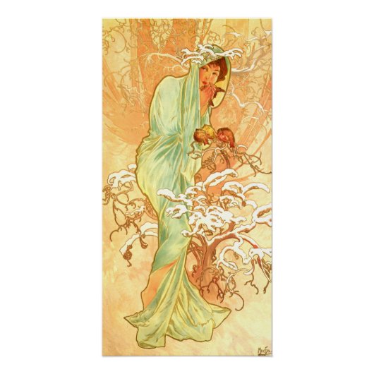 Winter Alfons Mucha Jugendstil Poster (Vorderseite)