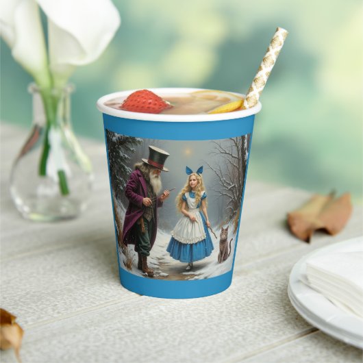 Winter Alice Blue Paper Cups Pappbecher (In Situ)