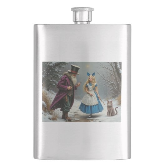 Winter Alice Edelstahlflasche Flachmann (Vorderseite)