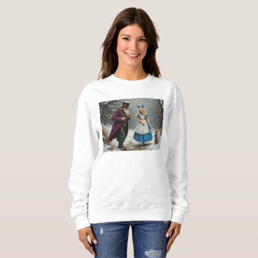 Winter Alice Frauen weißes Sweatshirt (Vorne ganz)