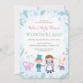 Winter Alice im Wunderland Kinderdusche Einladung (Vorderseite)