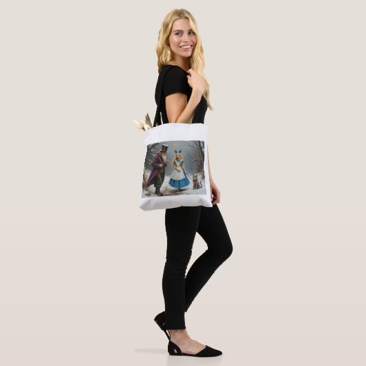 Winter Alice weiße Schultertasche Tasche (Am Model)