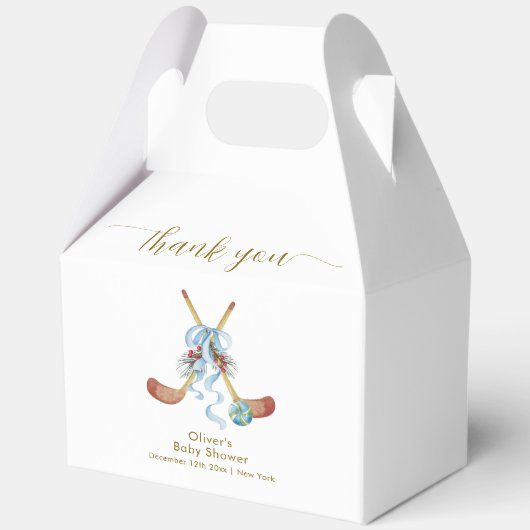 Winter All Star Bow Floral Hockey Baby Shower Geschenkschachtel (Vorderseite)