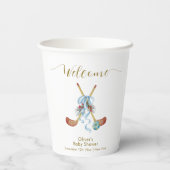 Winter All Star Bow Hockey Baby Shower Welcome Pappbecher (Rückseite)
