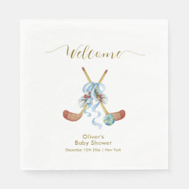Winter All Star Hockey Baby Shower Welcome  Serviette