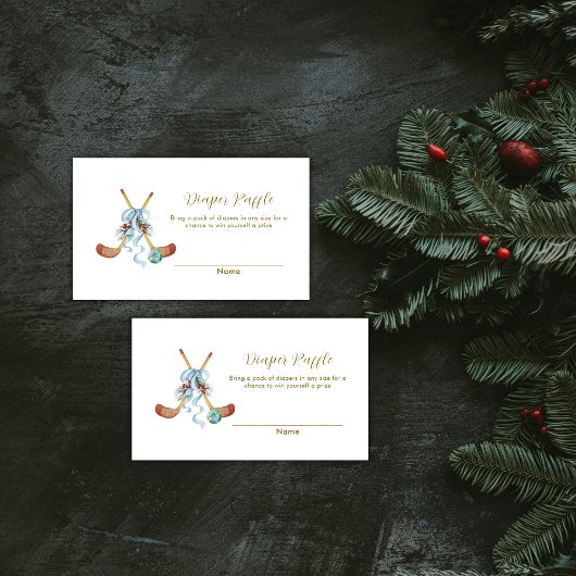 Winter All Star Hockey Diaper Raffle Baby Shower  Begleitkarte