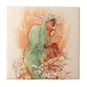 Winter - Alphonse Mucha Art Nouveau Fliese (Vorderseite)
